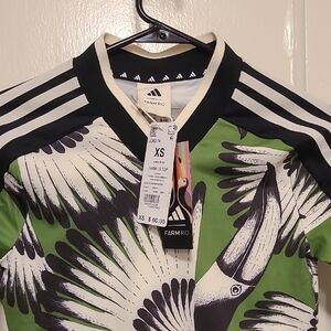 Adidas x Farm Rio Green and Black Graphic Top